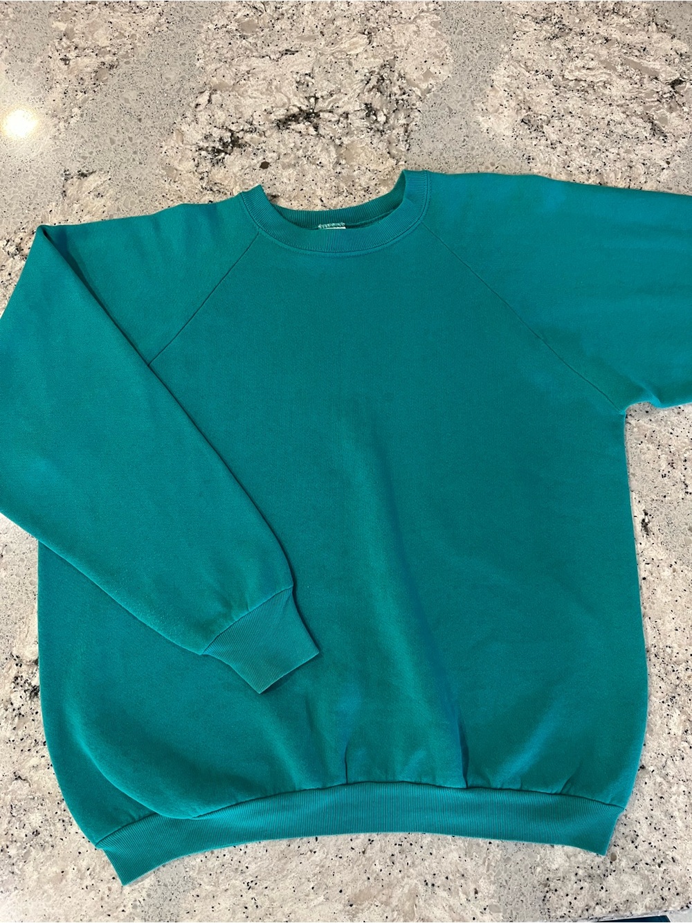 Vintage 90s Fruit of the Loom Men's Teal Blank Crewneck Sweatshirt